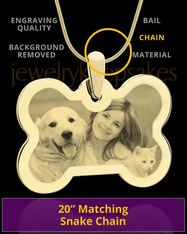 Photo Engraved Bone Pet Pendant Gold Plated