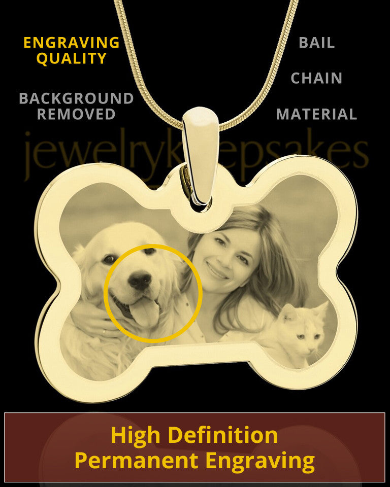Photo Engraved Bone Pet Pendant Gold Plated
