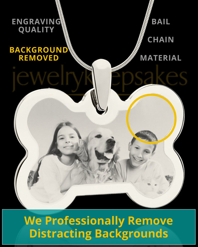 Photo Engraved Bone Pet Pendant Silver Plated