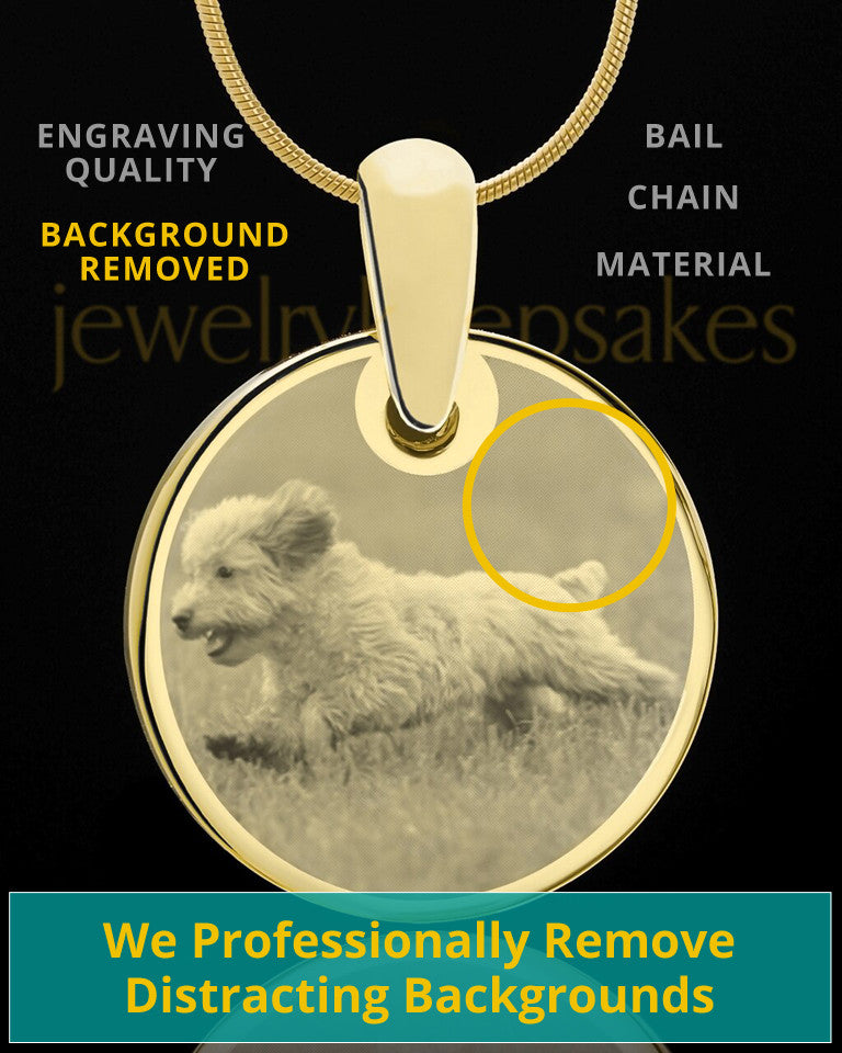 Photo Engraved Round Pet Pendant Gold Plated over Stainless Steel