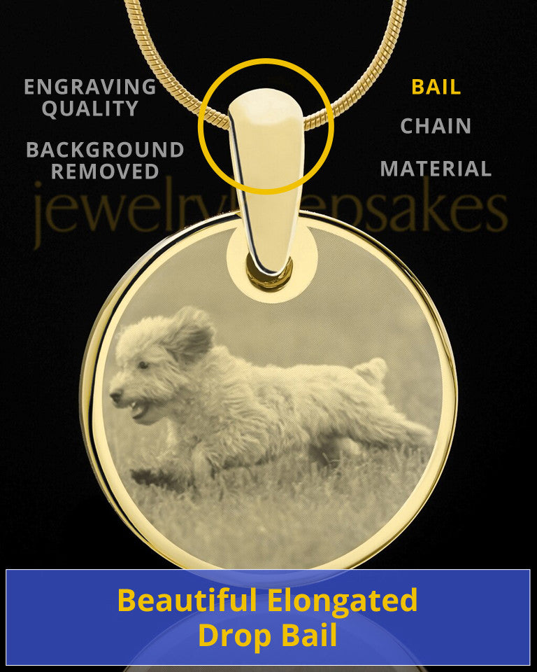 Photo Engraved Round Pet Pendant Gold Plated over Stainless Steel