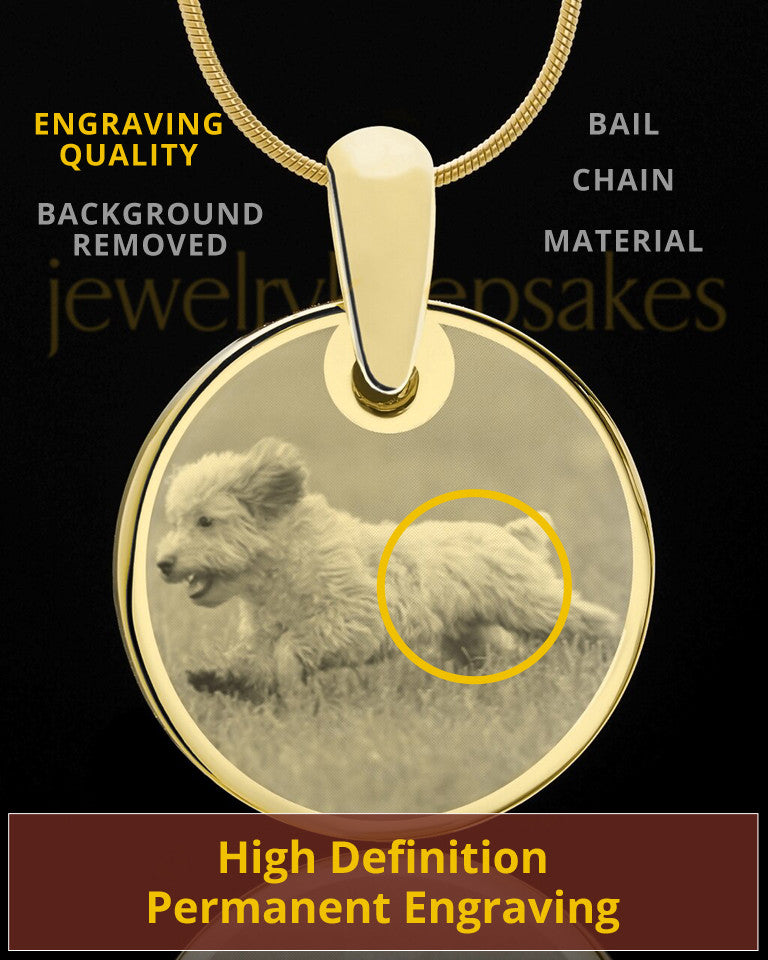 Photo Engraved Round Pet Pendant Gold Plated over Stainless Steel