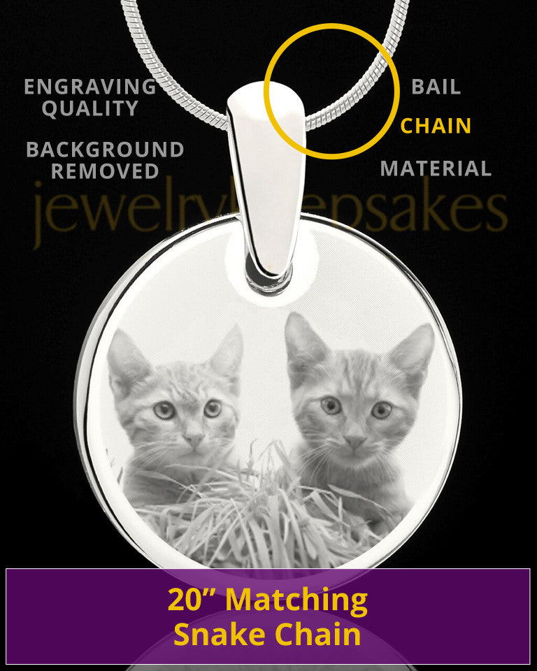 Photo Engraved Round Pet Pendant Stainless Steel