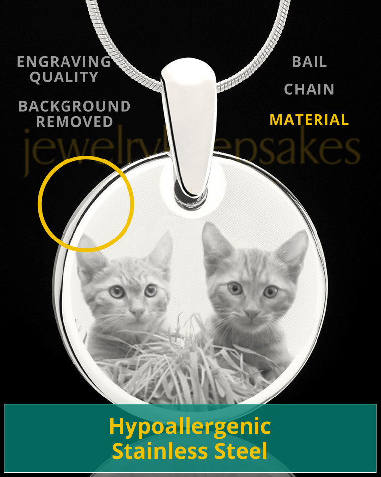 Photo Engraved Round Pet Pendant Stainless Steel