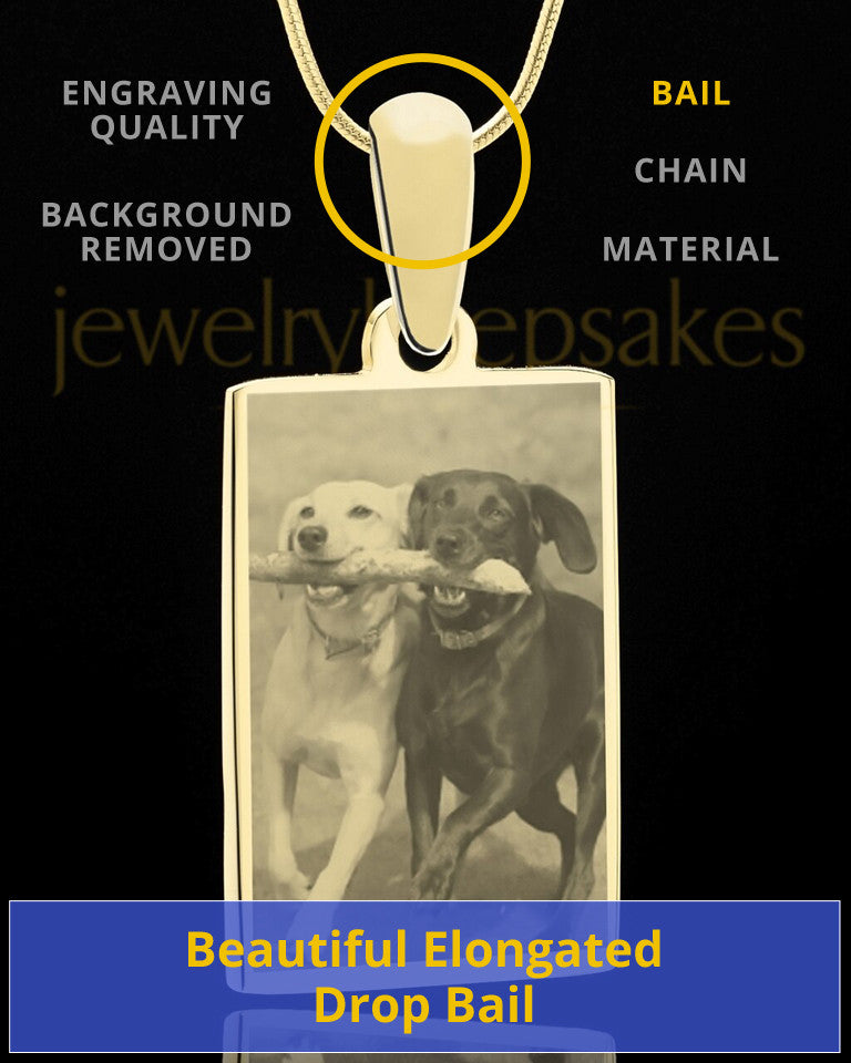 Photo Engraved Rectangle Pet Pendant Gold Plated over Stainless Steel