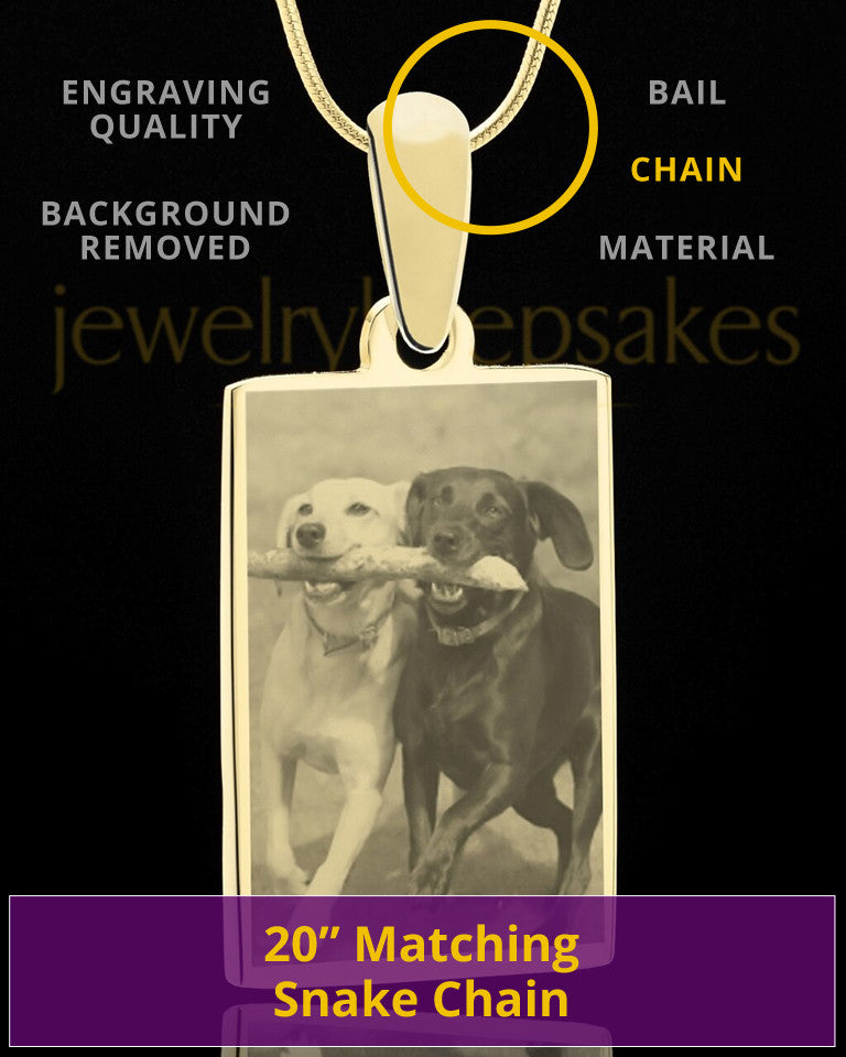Photo Engraved Rectangle Pet Pendant Gold Plated over Stainless Steel