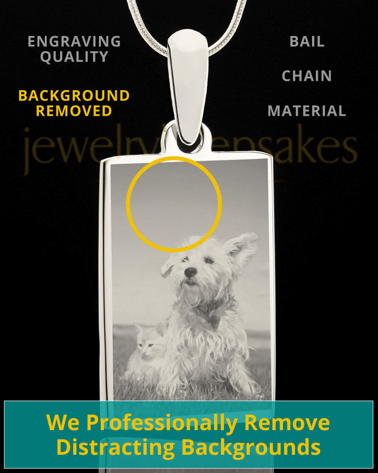Photo Engraved Rectangle Pet Pendant Stainless Steel
