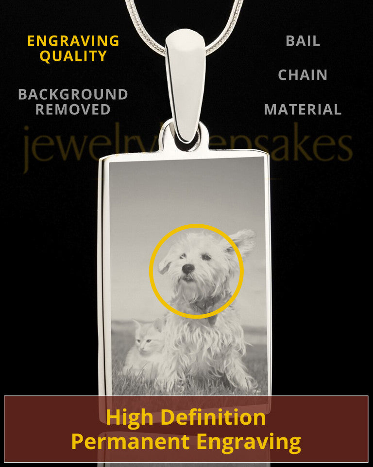 Photo Engraved Rectangle Pet Pendant Stainless Steel