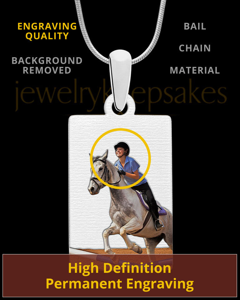 Full Color Rectangle Photo Engraved Pet Pendant Stainless