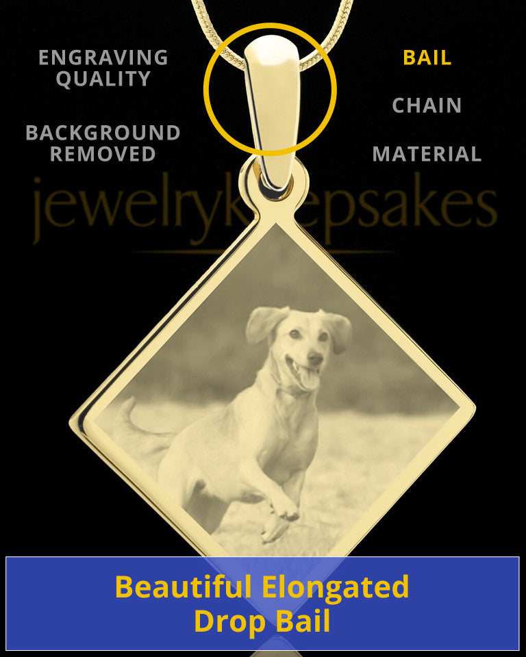 Photo Engraved Diamond Pet Pendant Gold Plated over Stainless Steel