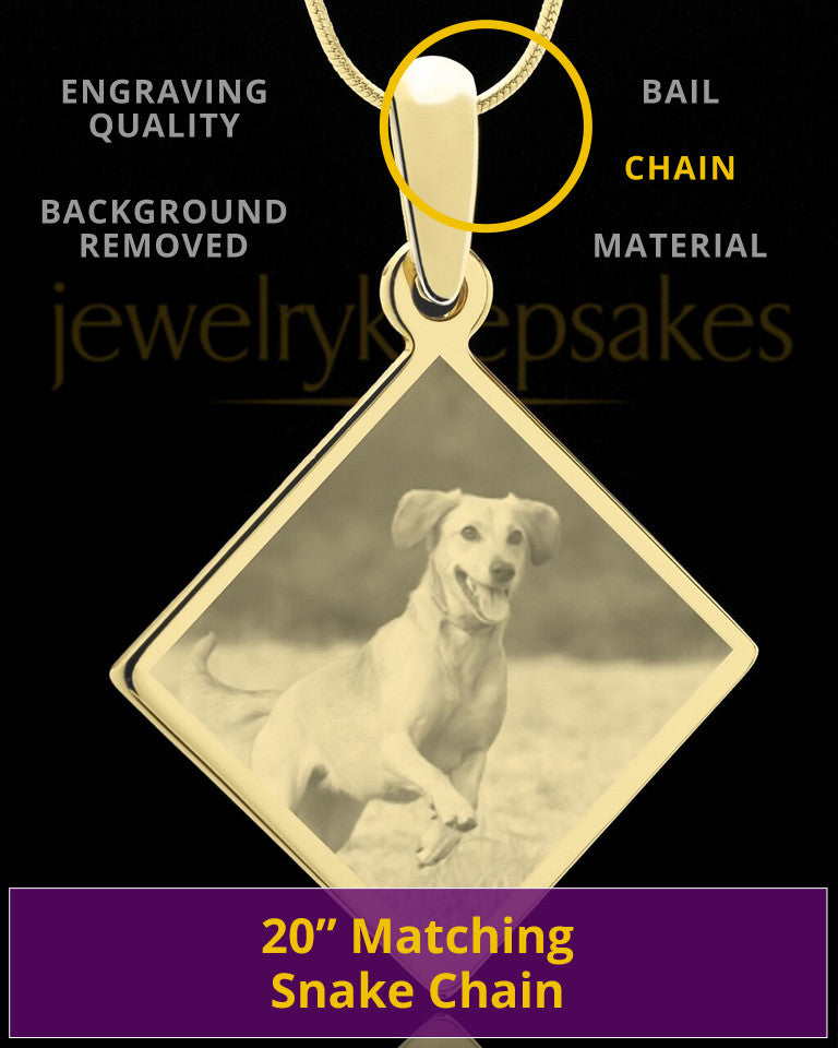Photo Engraved Diamond Pet Pendant Gold Plated over Stainless Steel
