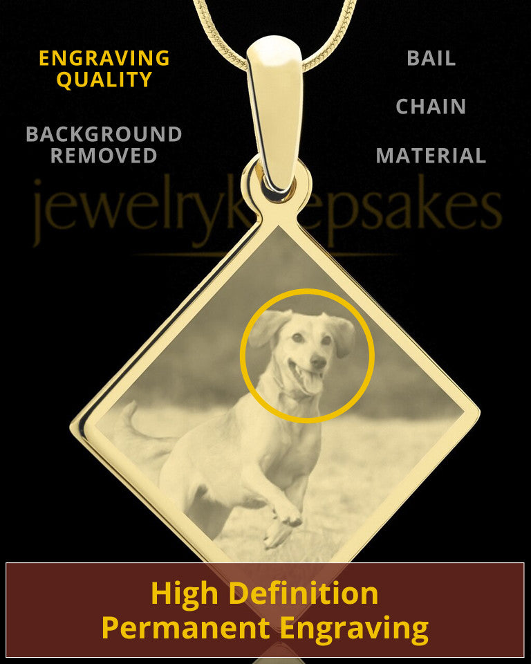 Photo Engraved Diamond Pet Pendant Gold Plated over Stainless Steel