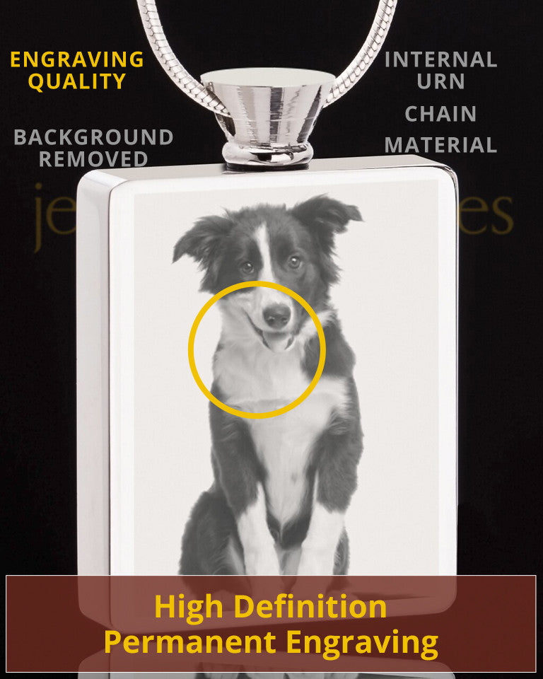 Photo Engraved Rectangle Stainless Steel Pet Cremation Pendant