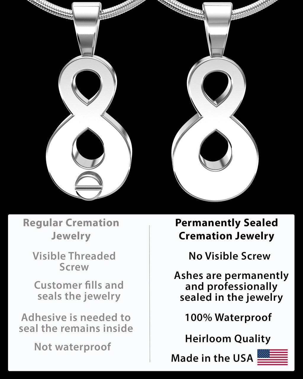 Solid 14K White Gold Perpetual Love Permanently Sealed Waterproof Jewelry