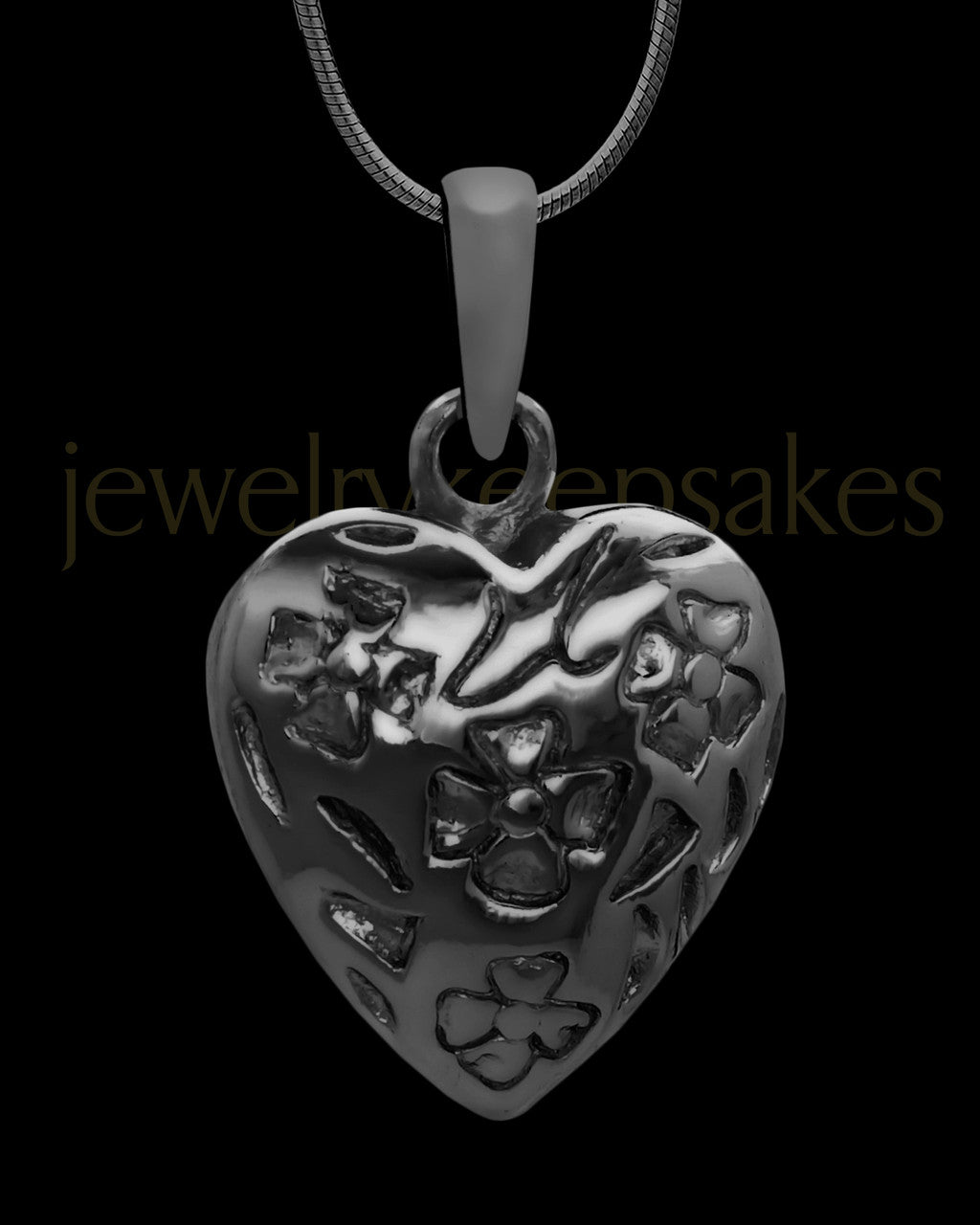 Black Plated Spooled Heart Permanently Sealed Waterproof Jewelry