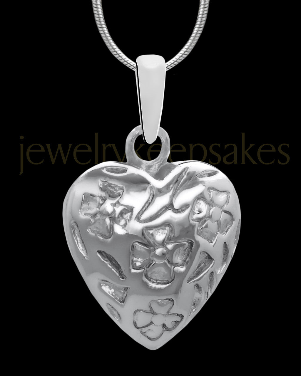 Solid 14K White Gold Spooled Heart Permanently Sealed Waterproof Jewelry