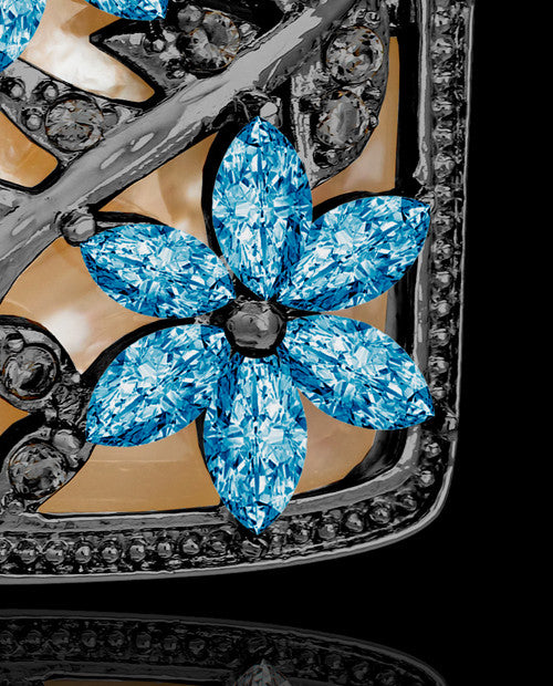 Black and Blue Spring Garden Memorial Charm