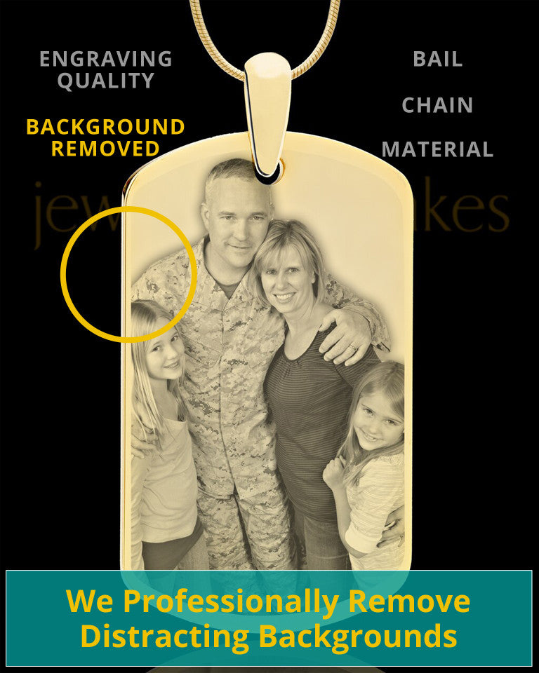 Gold Plated Custom Engraved Photo Dog Tag Necklace