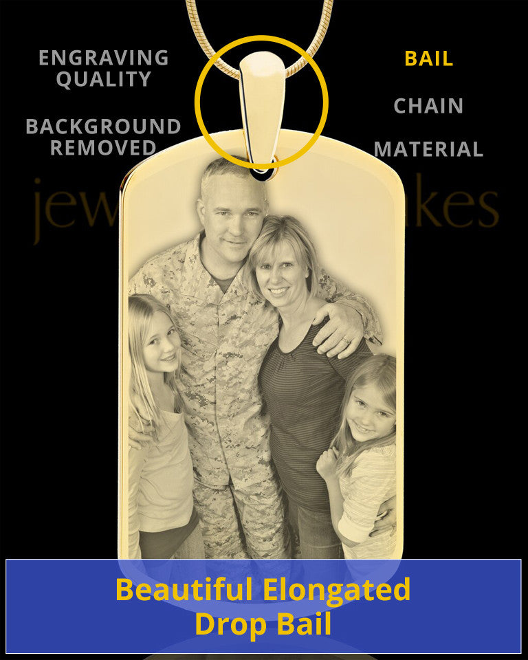 Gold Plated Custom Engraved Photo Dog Tag Necklace