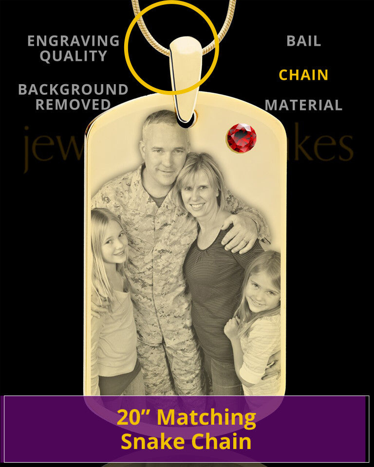 January Gold Dog Tag Photo Pendant