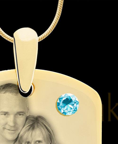 March Gold Dog Tag Photo Pendant