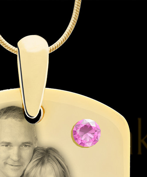 June Gold Dog Tag Photo Pendant