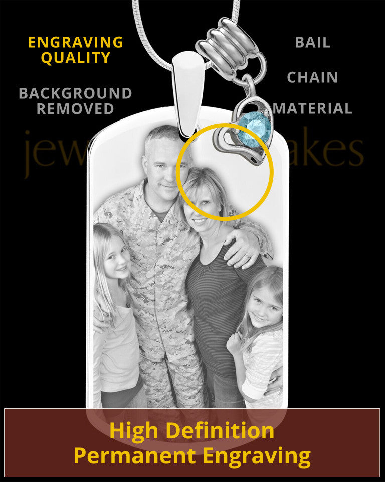 March Photo Engraved Stainless Steel Dog Tag Pendant With Chain