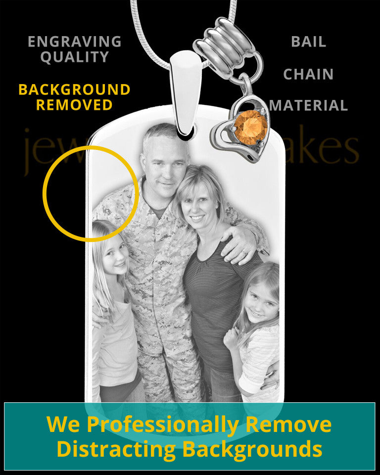 November Photo Engraved Stainless Steel Dog Tag Pendant With Chain