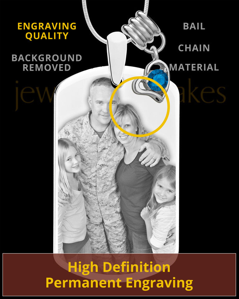 September Photo Engraved Stainless Steel Dog Tag Pendant With Chain