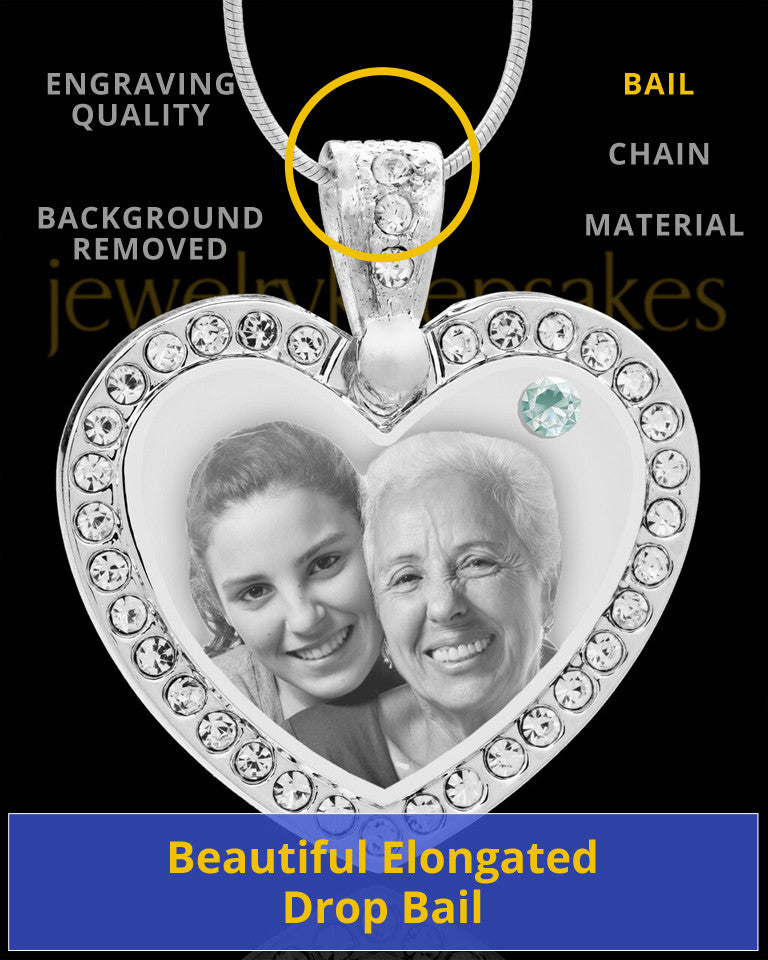 April Gem Heart Birthstone Stainless Photo Pendant
