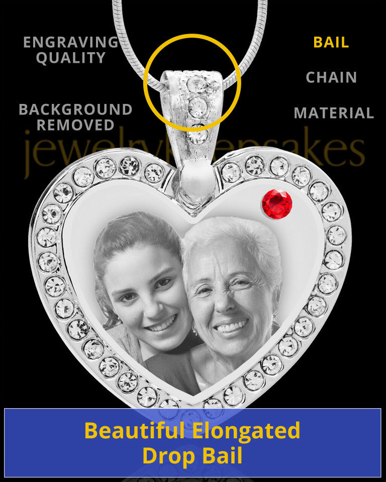 July Gem Heart Birthstone Stainless Photo Pendant