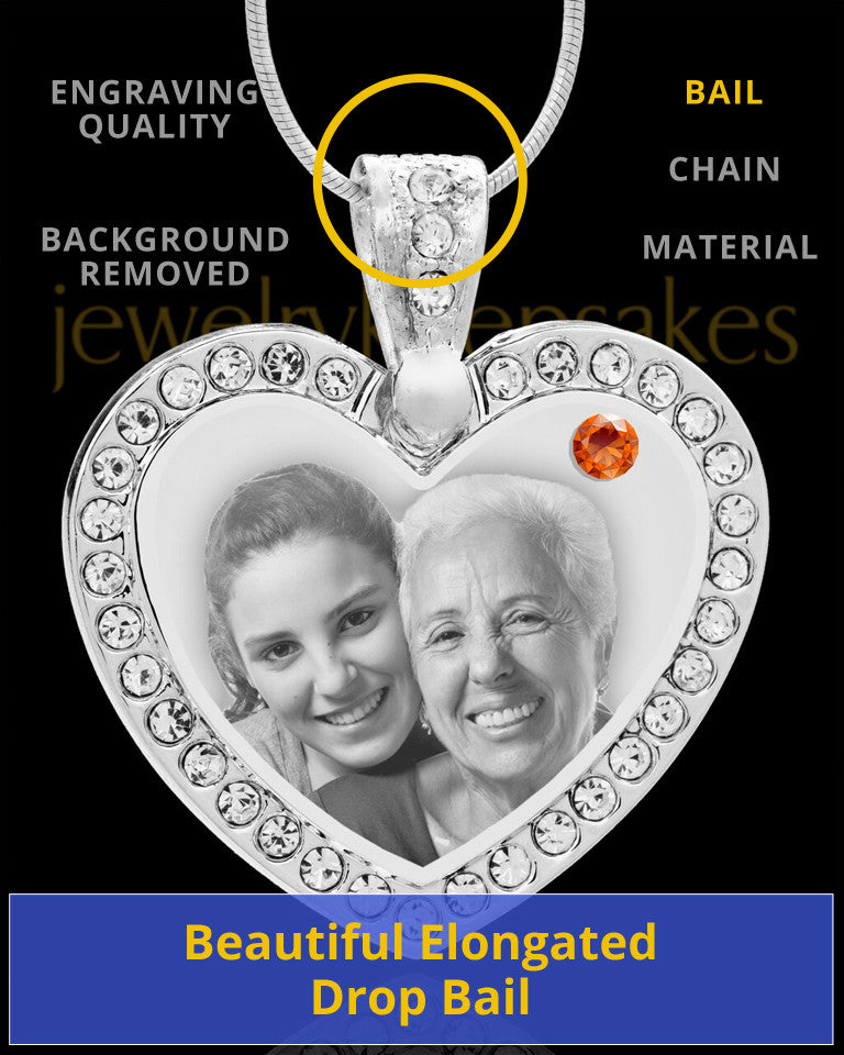 November Gem Heart Birthstone Stainless Photo Pendant