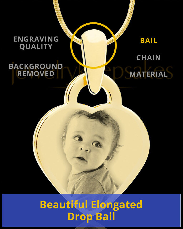 Photo Engraved Small Heart Pendant Gold Plated over Stainless