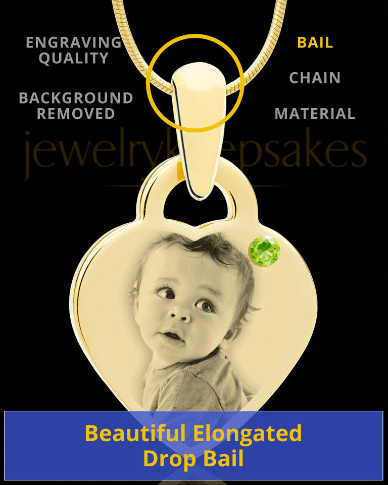 August Gold Small Photo Engraved Heart Pendant