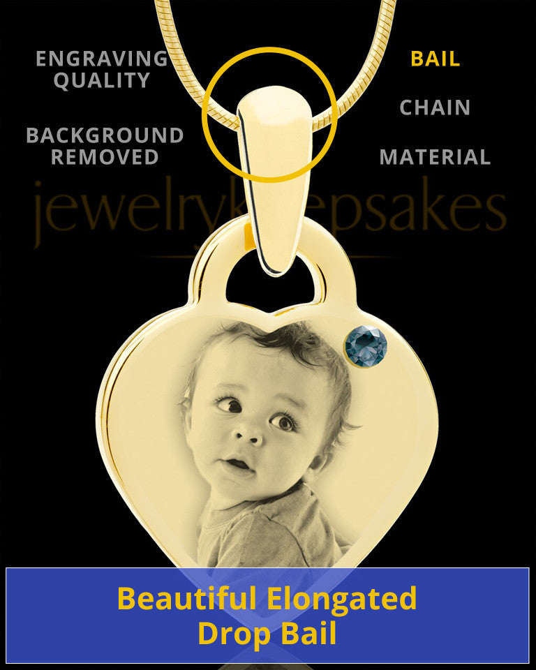 December Gold Small Photo Engraved Heart Pendant