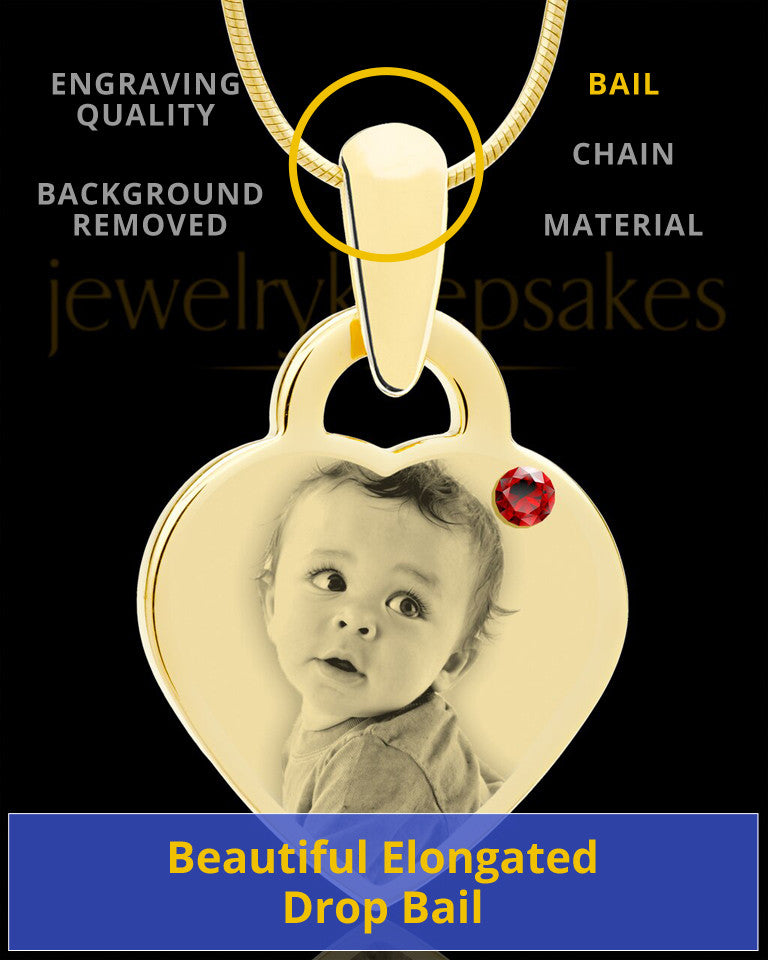 January Gold Small Photo Engraved Heart Pendant