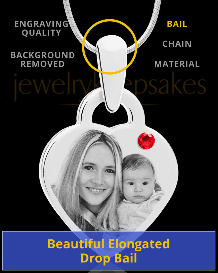 July Small Heart Stainless Photo Engraved Pendant