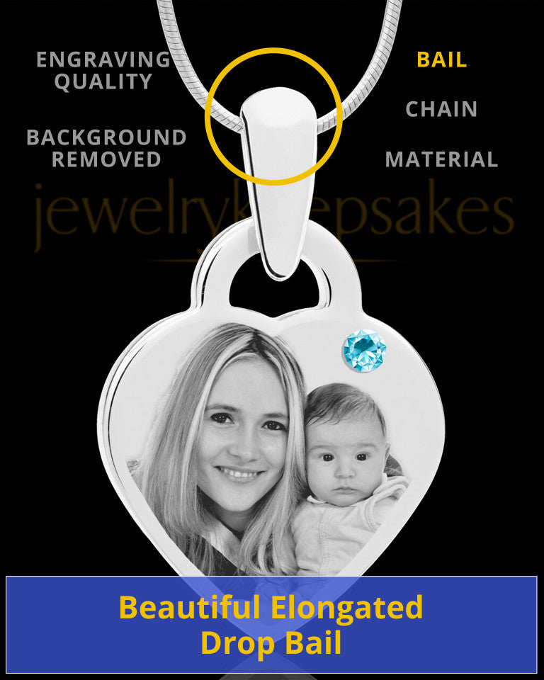 March Small Heart Stainless Photo Engraved Pendant