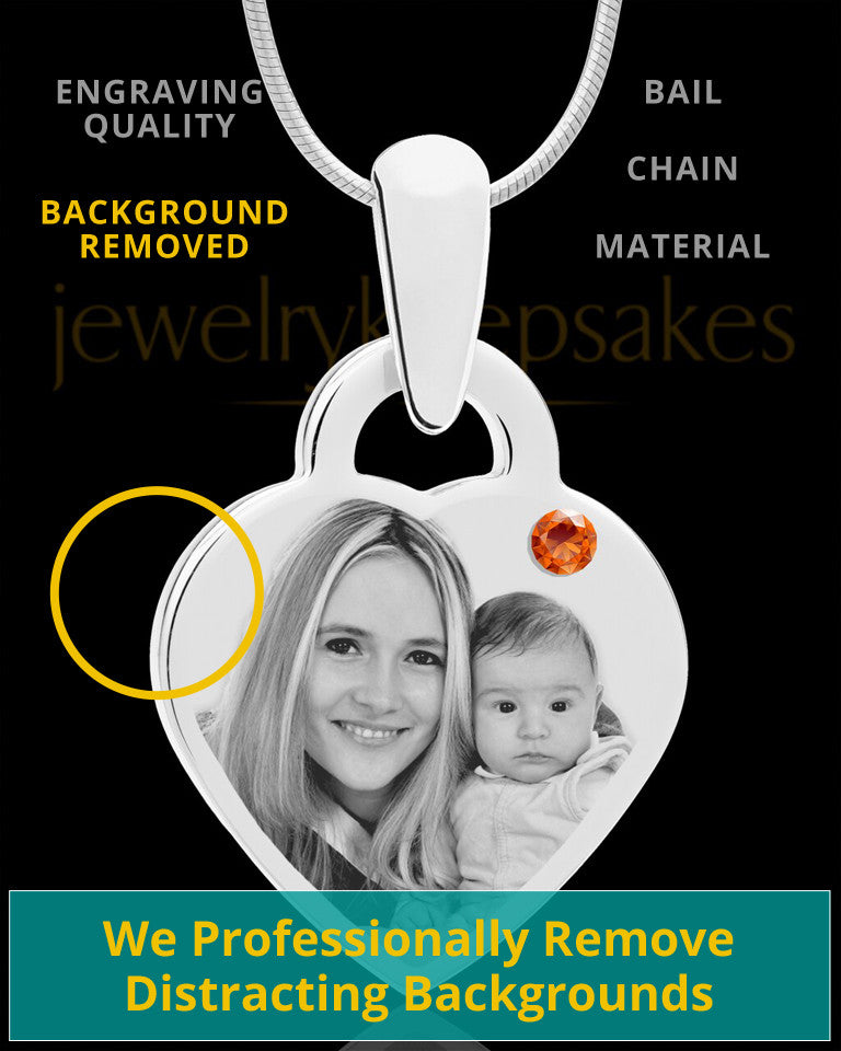 November Small Heart Stainless Photo Engraved Pendant