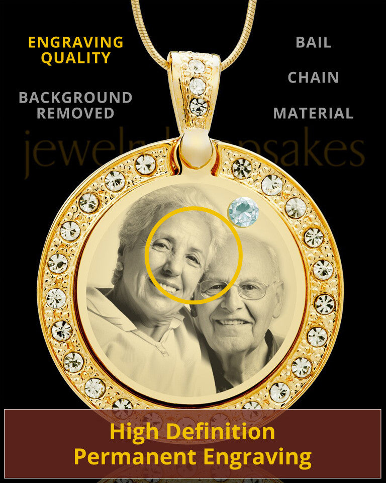 April Gold Gem Circle Birthstone Photo Pendant