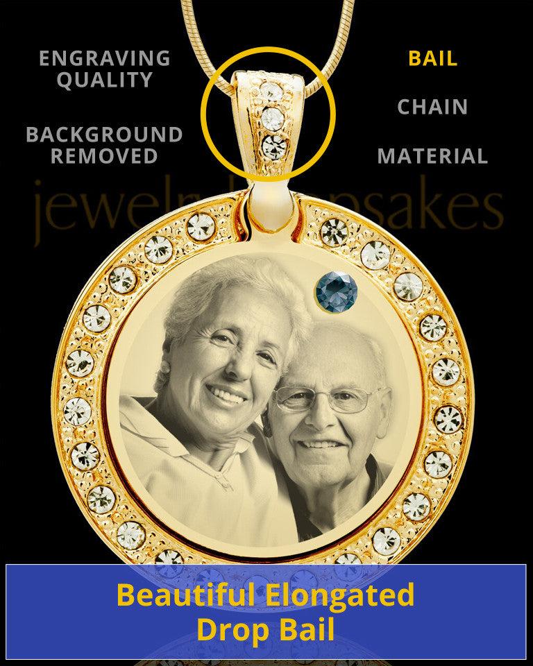 December Gold Gem Circle Birthstone Photo Pendant