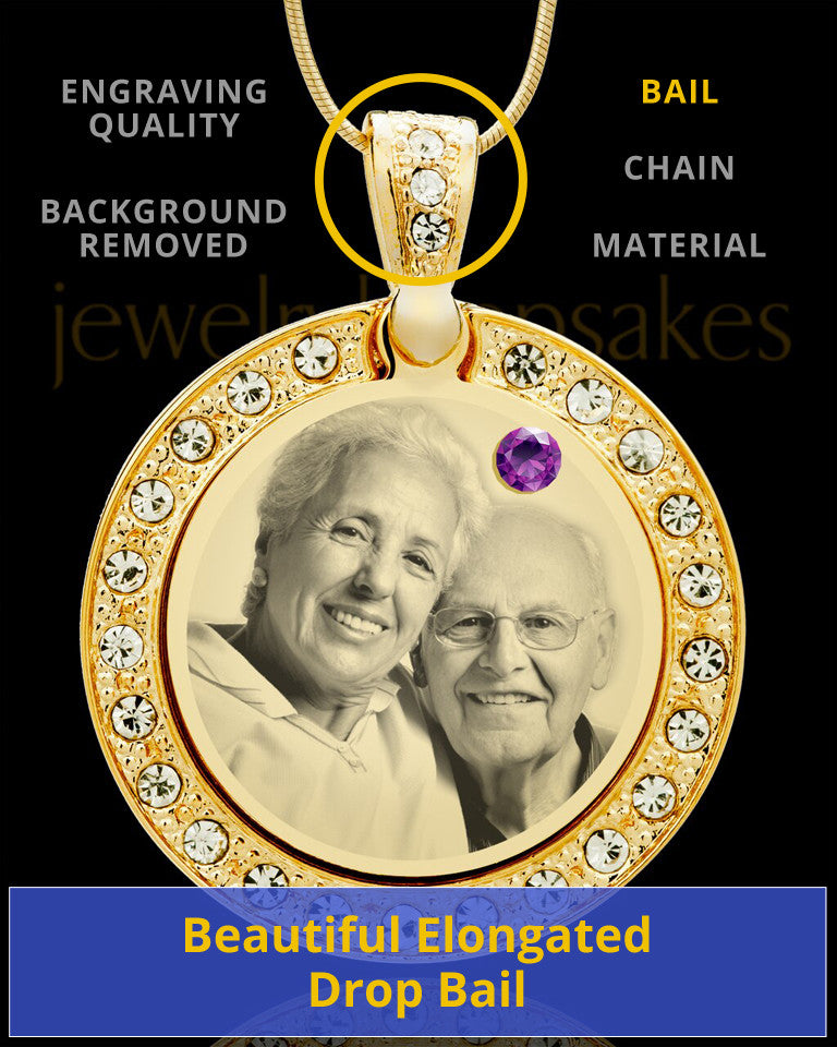 February Gold Gem Circle Birthstone Photo Pendant