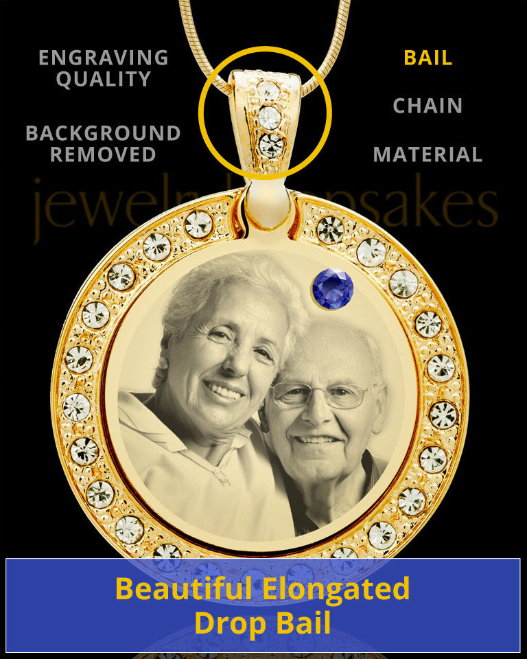 September Gold Gem Circle Birthstone Photo Pendant