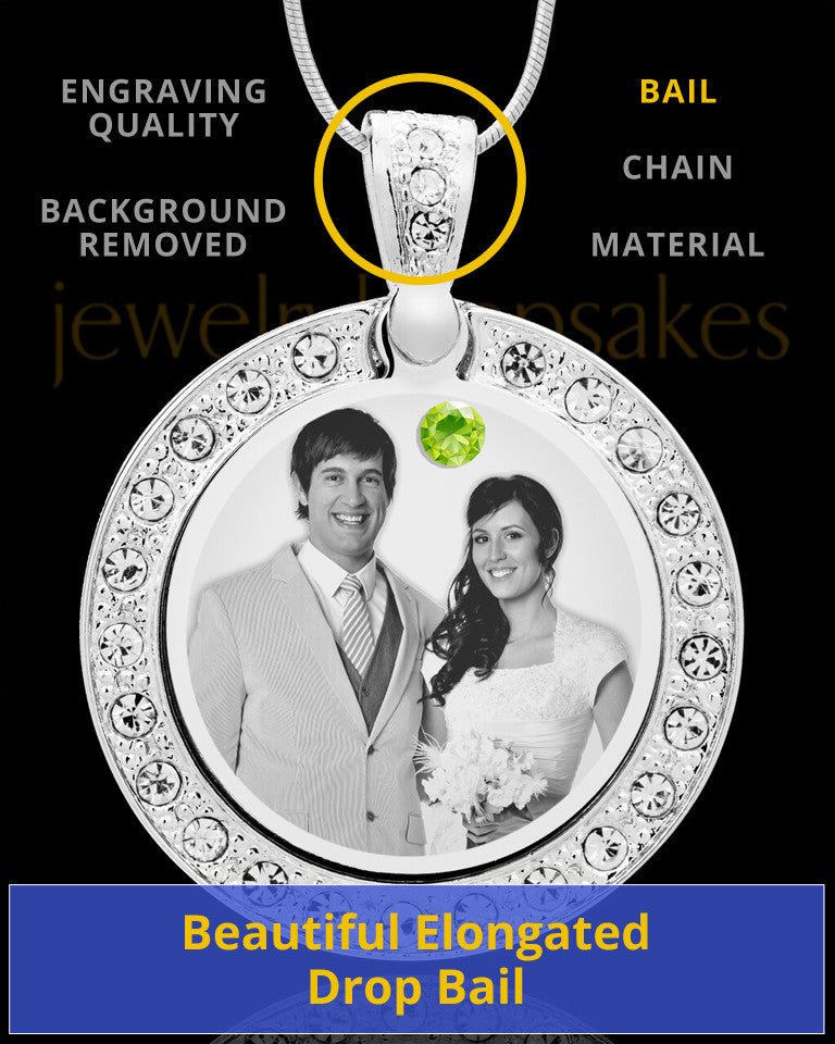 August Birthstone Gem Circle Photo Engraved Pendant