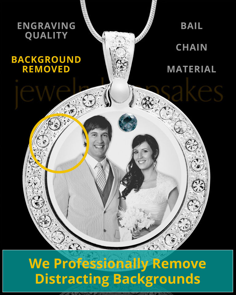 December Birthstone Gem Circle Photo Engraved Pendant