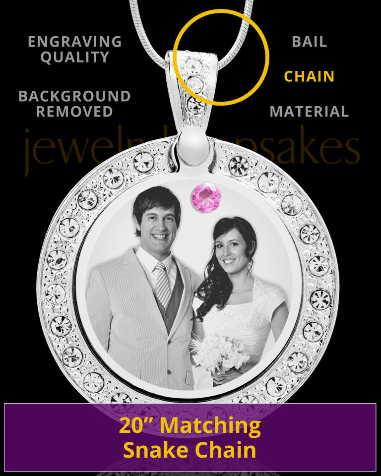 June Birthstone Gem Circle Photo Engraved Pendant