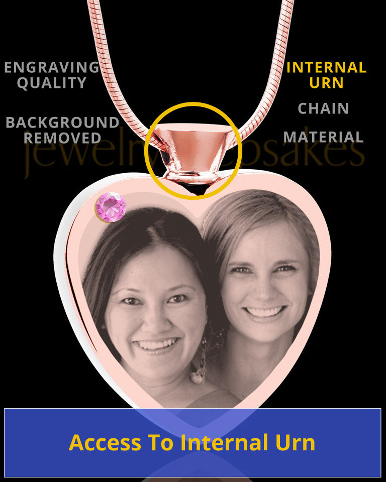 June Rose Gold Plated Heart Photo Engraved Cremation Pendant