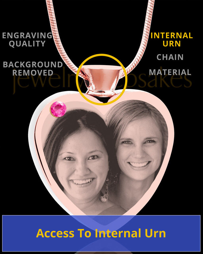 October Rose Gold Plated Heart Photo Engraved Cremation Pendant