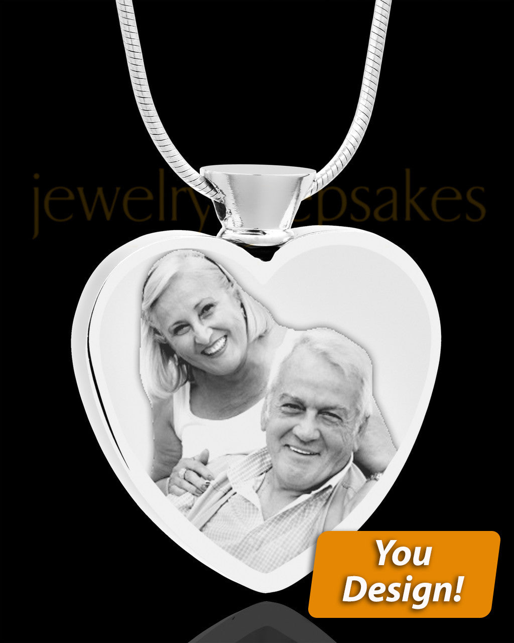 Engraved Heart Photo Pendant Necklace For Ashes Stainless Steel