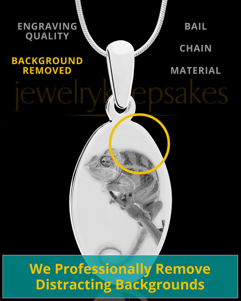 Photo Engraved Oval Pet Pendant Stainless Steel